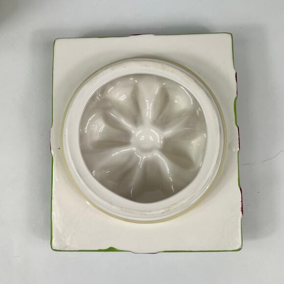 Ceramic Gift Box Canister Christmas Present Cookie Jar Green Red Ribbon Ceramic - Picture 15 of 16